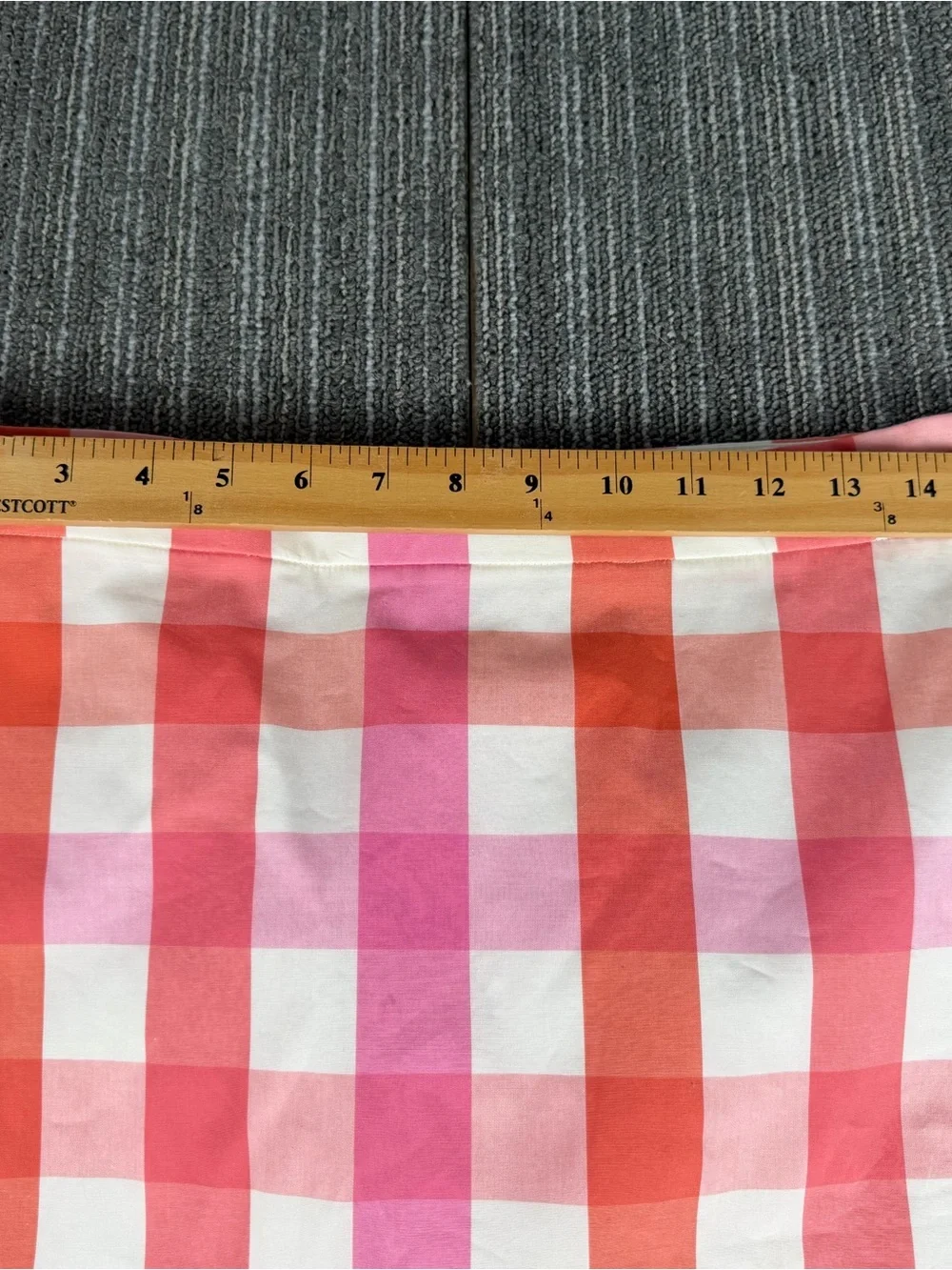NWT J. Crew Pink/Orange Gingham Ruffled Pencil Skirt Size 6
